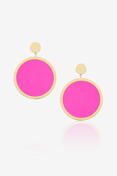 Neon Pink Circle Earring