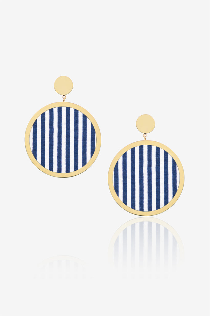 White And Blue Stripe Earring