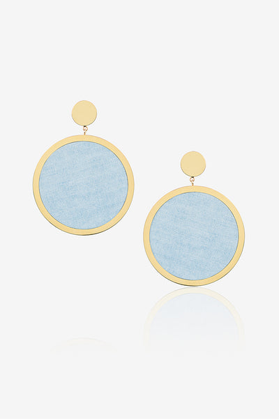 Denim Circle Earring